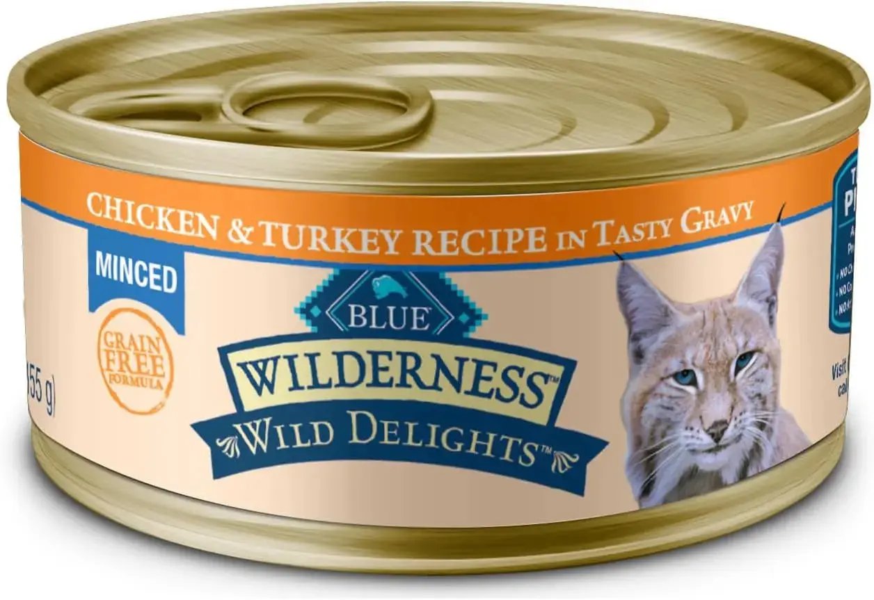 Blue Buffalo Wilderness Wild Delights Minced Natural Wet Cat Food, Chicken & Turkey in Tasty -  Blue Buffalo